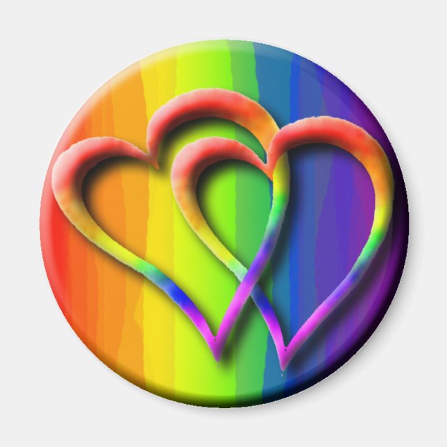 Gay pride Rainbow Hearts Intertwittrade LGBT Magnet (Framsidan)