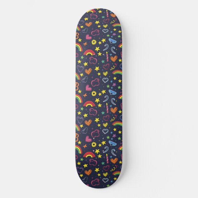 Gay pride Rainbow Hearts LGBTQ+ Skateboard (Framsida)