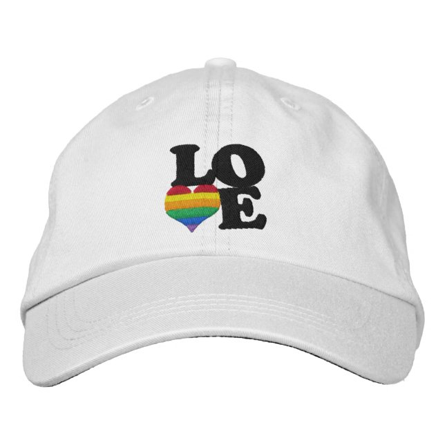 Gay pride Rainbow Kärlek Heart Broderad Keps (Framsida)