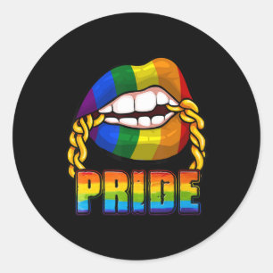 Gay pride Rainbow Läppar HBT-medvetenhet Måndagen  Runt Klistermärke