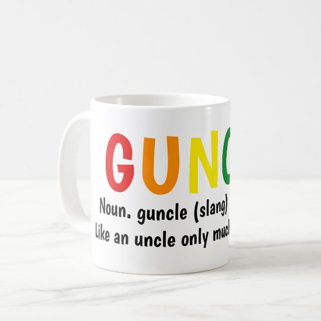 Gay pride Rainbow Noun Guncle Gay farbror Slang Kaffemugg (Framsida vänster)