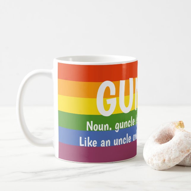 Gay pride Rainbow Noun Guncle Gay farbror Slang Kaffemugg (Med munk)