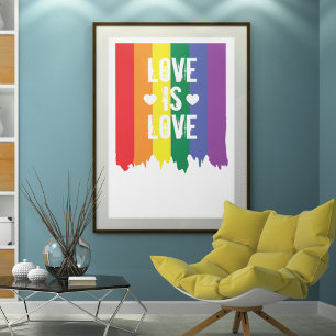 Gay pride Rainbow Paint Kärlek är Kärlek Flagga Poster