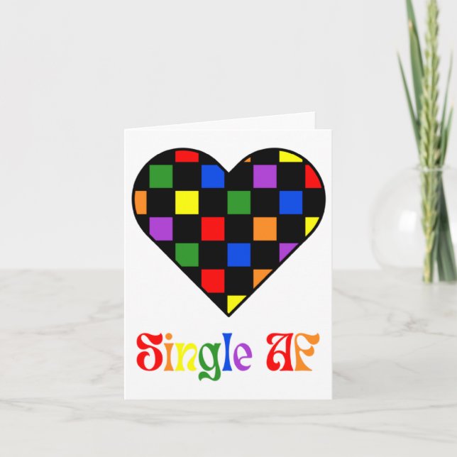 Gay Pride Rainbow Single Af Valentines Day Sarcas  Kort (Framsida)
