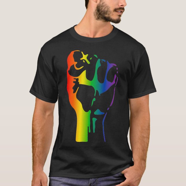 Gay pride Rainbow upphöjt primitivt hbt-prid T Shirt (Framsida)