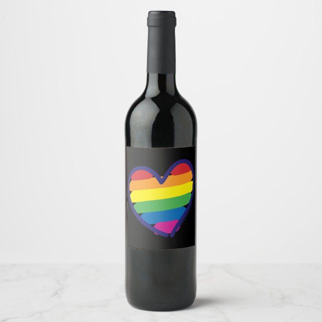 Gay pride Rainbowflagga Vinflaska Etikett (Framsida)