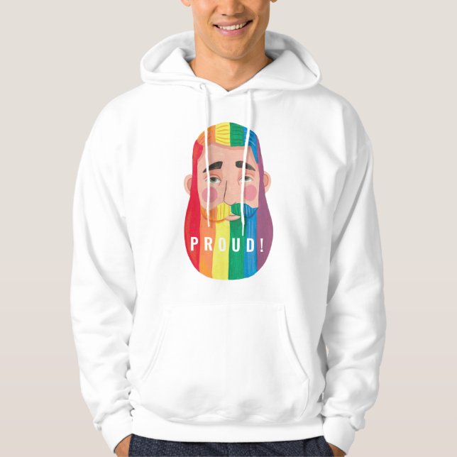 Gay pride-regnbåge gender flaggor skägda manar-gåv hoodie (Framsida)