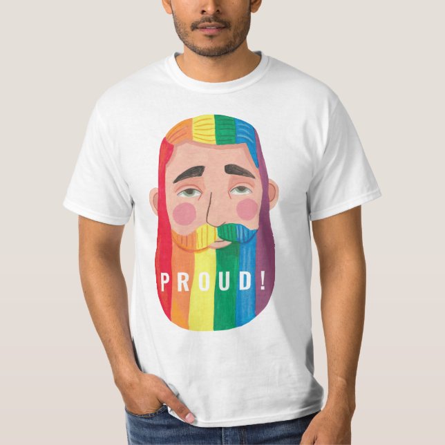 Gay pride regnbåge gender flaggor skägda manar T-S T Shirt (Framsida)