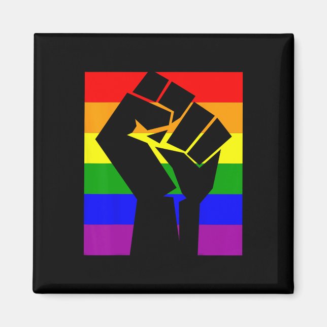Gay pride Resistent Fist Rainbow Flagga Lgbtq Shir Magnet (Framsidan)