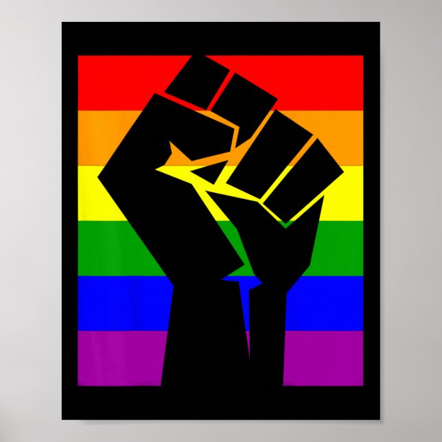 Gay pride Resistent Fist Rainbow Flagga Lgbtq Shir Poster (Framsidan)