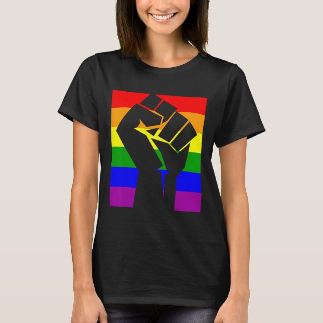 Gay pride Resistent Fist Rainbow Flagga Lgbtq Shir T Shirt (Framsida)