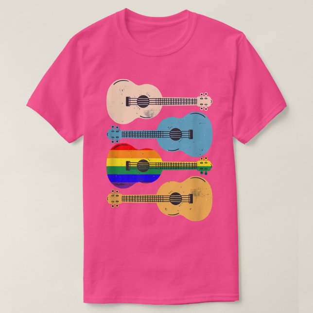 Gay pride Retro Guitars, Guitar Älskare HBT TQ T Shirt (Design framsida)