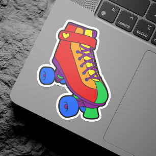 Gay pride Retro Rainbow Roller Skate Klistermärken