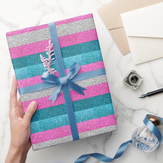 Gay pride Rosa Vita och Blåa Glitter Presentpapper (Gifting)