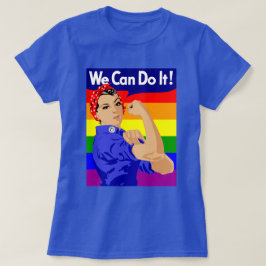 GAY PRIDE ROSIE RIVETER MED RAINBOW FLAGGA TEE SHIRT