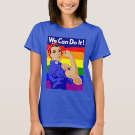 GAY PRIDE ROSIE RIVETER MED RAINBOW FLAGGA TEE SHIRT
