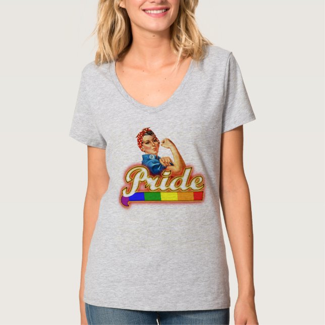 Gay pride Rosie the Riveter Tee Shirt (Framsida)