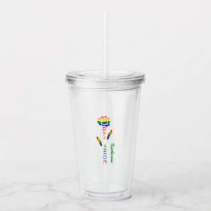 Gay Pride Rosregnbågsflagga Personligt Namn Take Away Mugg
