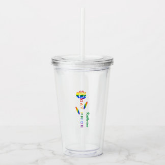 Gay Pride Rosregnbågsflagga Personligt Namn Take Away Mugg