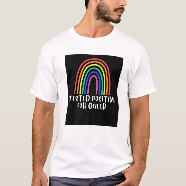 Gay pride Saker - testad positiv för kö T Shirt (Framsida)