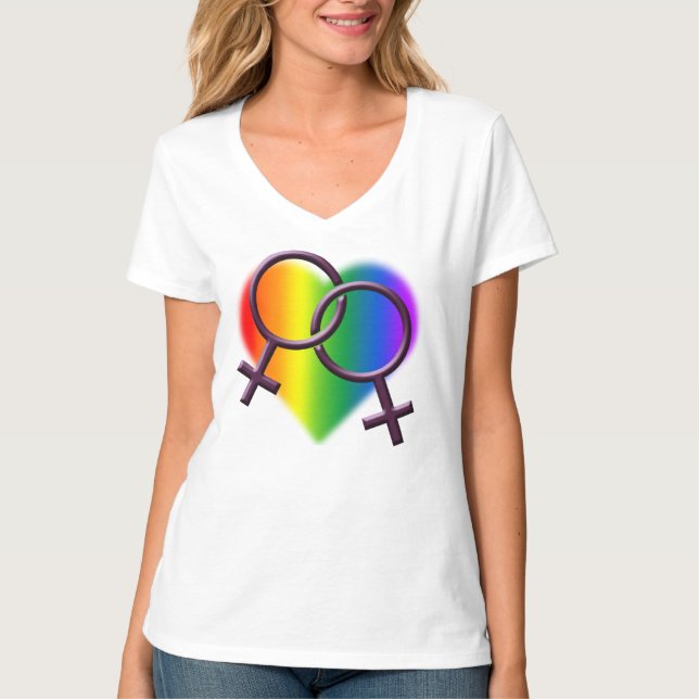 Gay pride T-shirts Women's Lesbisk Kärlek Shirts (Framsida)