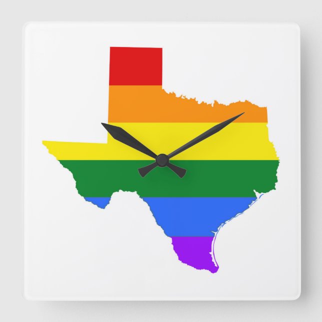 Gay pride| Texas Rainbow Fyrkantig Klocka (Framsida)