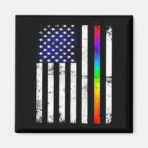 gay pride Thin Rainbow Line American Flagga Magnet