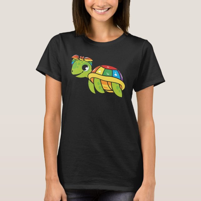Gay Pride Turtle LGBT Q Cute Animal Rainbow Pride  T Shirt (Framsida)