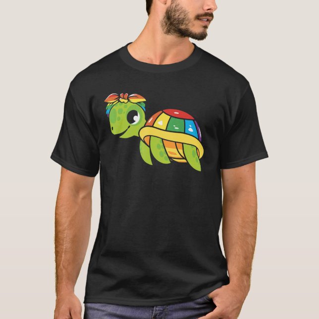 Gay Pride Turtle LGBT Q Cute Animal Rainbow Pride  T Shirt (Framsida)