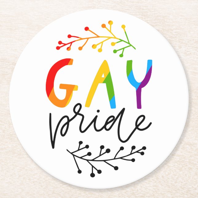 Gay pride underlägg papper rund (Framsidan)