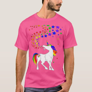 Gay pride Unicorn Spewing Rainbows Stars T Shirt