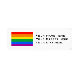 Gay prideflagga returadress etikett