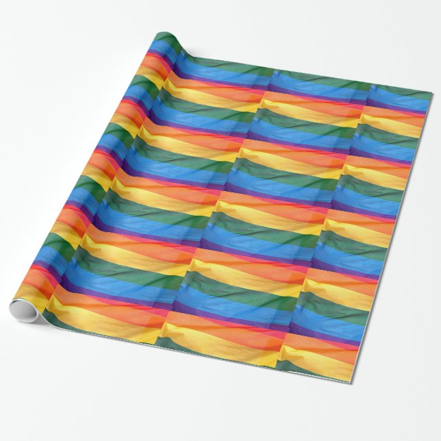 Gay prideflagga som slår in papper presentpapper (Utrullad)