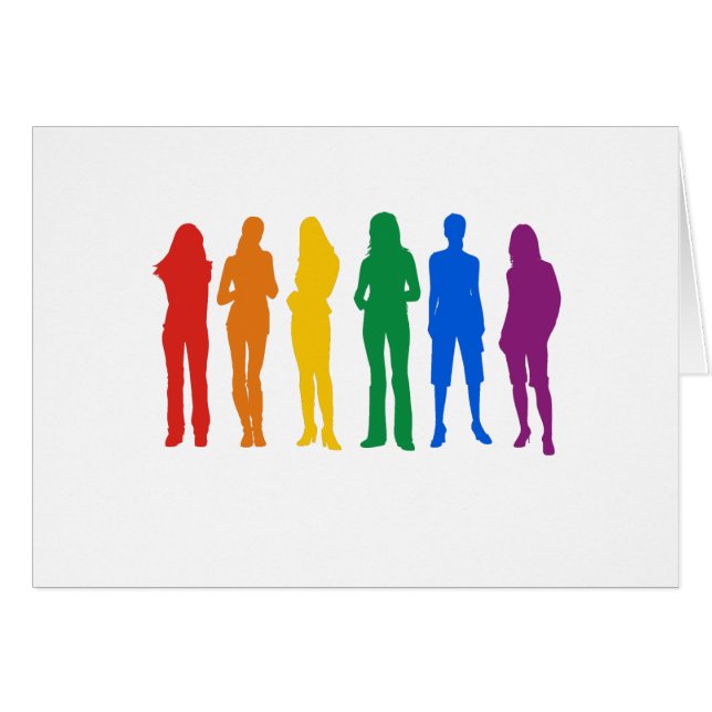 Gay pridekvinna T-tröja Hälsningskort (Framsidan Horizontal)