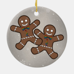 Gay pridepepparkakan kopplar ihop julgransprydnad keramik