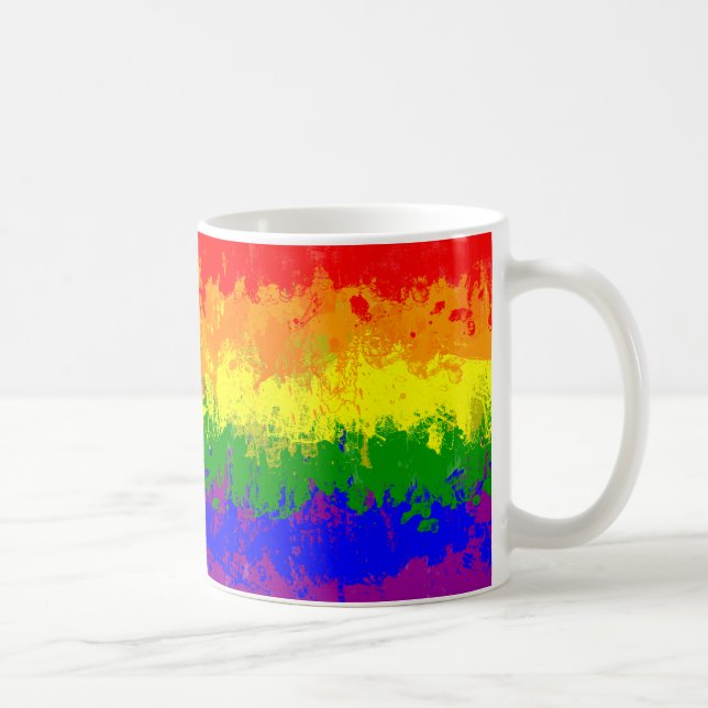 Gay prideregnbågen målar Splatterflaggamuggen Kaffemugg (Höger)