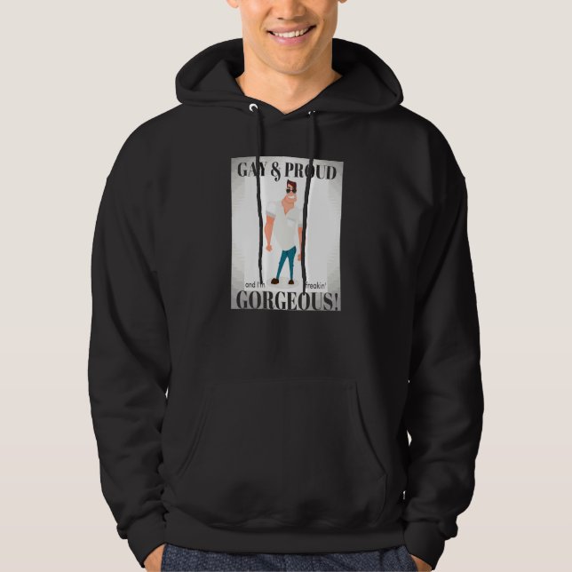 Gay Proud & Gorgous Hoodie (Framsida)