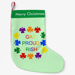 Gay Proud Irish LGBT Rainbow Shamrocks Anpassnings Liten Julstrumpa