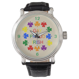 Gay Proud Irish LGBT Rainbow Shamrocks Armbandsur