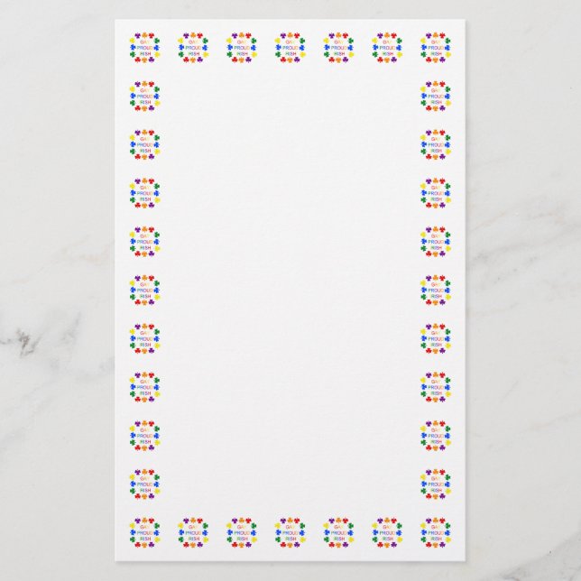 Gay Proud Irish LGBT Rainbow Shamrocks Brevpapper (Framsida)