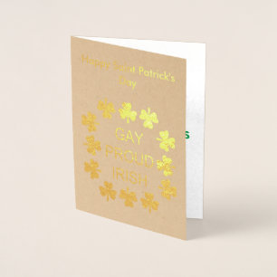 Gay Proud Irish LGBT Rainbow Shamrocks Folierat Kort