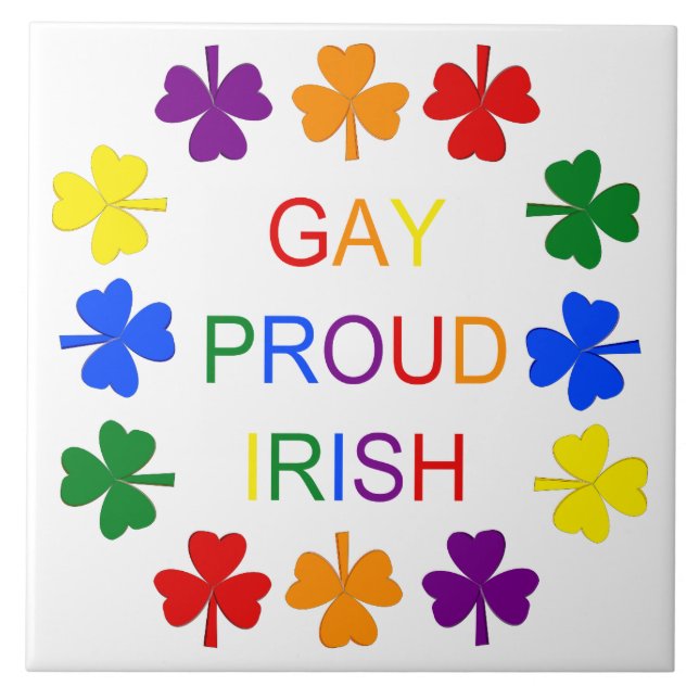 Gay Proud Irish LGBT Rainbow Shamrocks Kakelplatta (Framsidan)