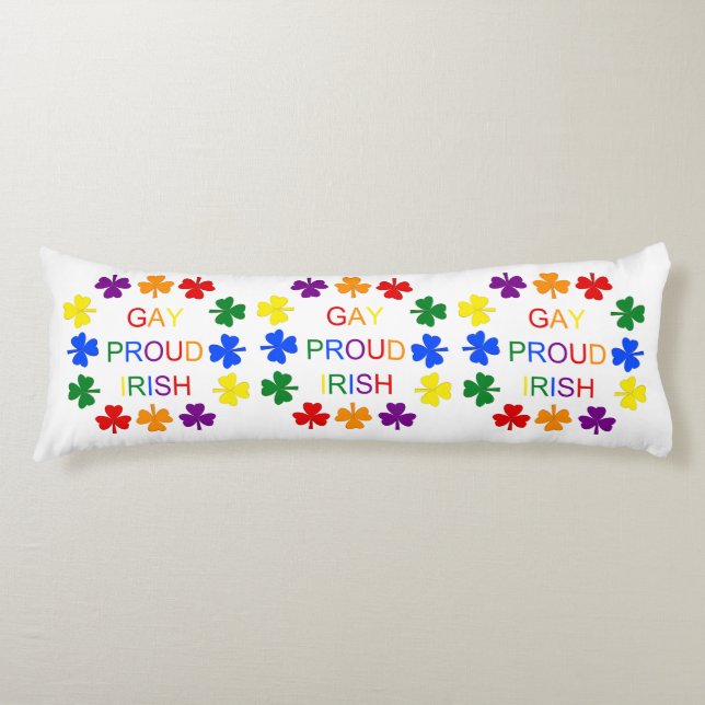 Gay Proud Irish LGBT Rainbow Shamrocks Kroppskudde (Framsidan)