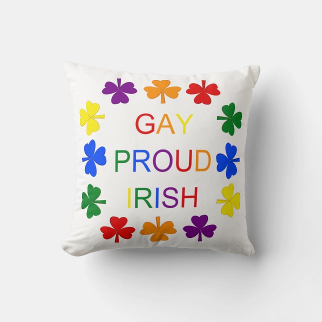 Gay Proud Irish LGBT Rainbow Shamrocks Kudde (Framsida)