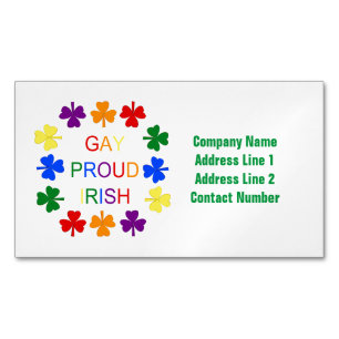 Gay Proud Irish LGBT Rainbow Shamrocks Magnetiska Visitkort