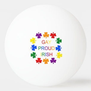 Gay Proud Irish LGBT Rainbow Shamrocks Pingisboll