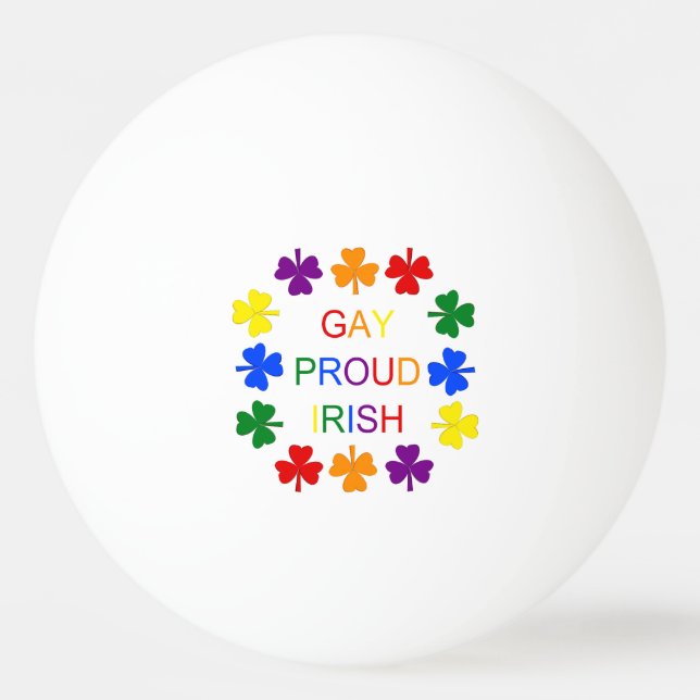 Gay Proud Irish LGBT Rainbow Shamrocks Pingisboll (Framsidan)