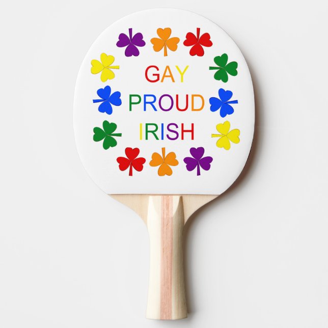 Gay Proud Irish LGBT Rainbow Shamrocks Pingisracket (Framsidan)