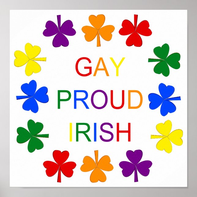 Gay Proud Irish LGBT Rainbow Shamrocks Poster (Framsidan)