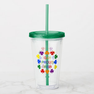 Gay Proud Irish LGBT Rainbow Shamrocks Take Away Mugg